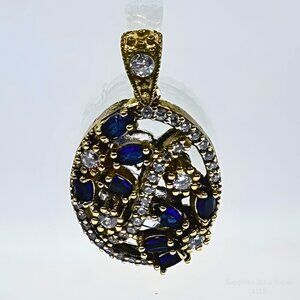 Handmade Sapphire Topaz Pendant 925 Silver Jewelry Making Supply Gld Plated